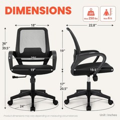 Stylish Swivel Office Chair with Lumbar Support & Soft Foam Seat – Modern Black