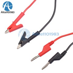 1M Banana Plug and Alligator Clip Double End Test Wire For Multimeter Black Red