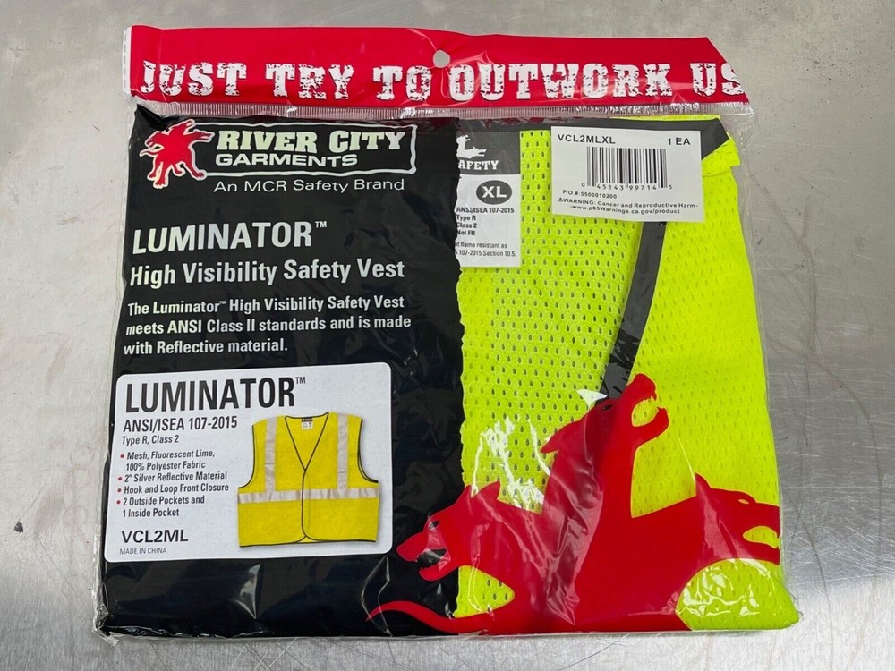 10 new River City VCL2ML Luminator – High Visibility Safety Vests Lime Green, XL