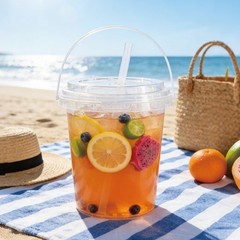 30 Sets 34 oz Drink Buckets with Lids and Straws, 30 34 oz, Transparent
