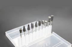 10PCS Tungsten Carbide Dental Cutter Kit Acrylic Burs Lab Tooth Drill 2.35mm US
