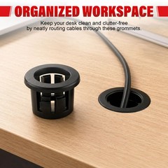 50PCS 7/8″ Round Cable Snap Bushing Grommet, Black Snap in Cable Grommet Prot…