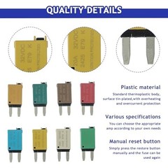 Resettable Mini Blade Fuses 5A-30A for Automotive Circuit Breaker – 8 Pack DC 12
