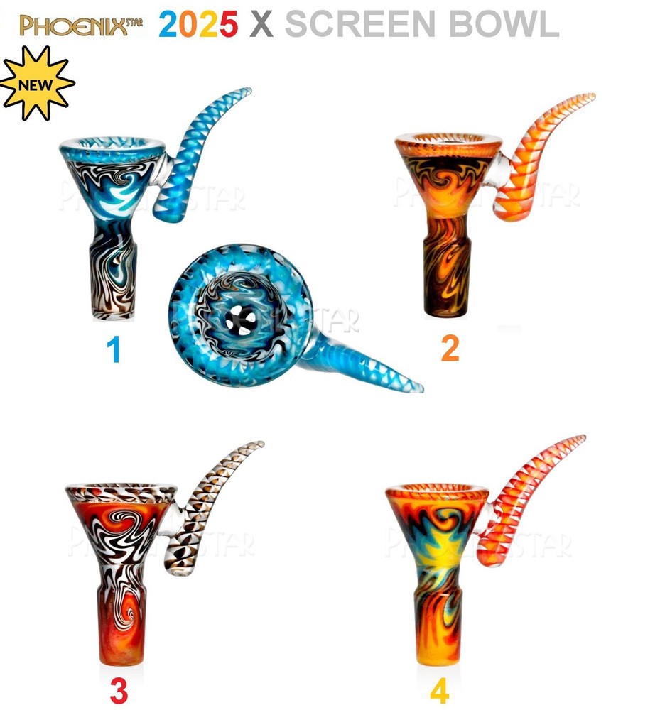 14mm Glass ART Bowl X Screen Upward Handle thick NorthStar glass ✨ 🌟⭐ 🎆💥