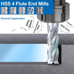 8 Set End Mill 4 Flute Milling Cutter HSS Straight Shank Drill Bit 1/16″-1/2”