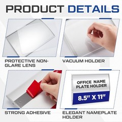 5 Pack Curved Office Business Door Sign Display, Aluminum Wall Mount Name Pla…