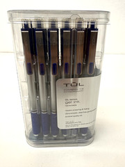 TUL Gel Pens Retractable Medium Point 0.7 mm Gray Barrel Blue Ink Pack of 12