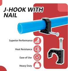 50 Count 1/2-inch Black J-Clamp J-Hooks with Nails – Pipe Fixture