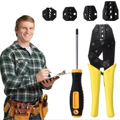 Ratcheting Crimping Tool Kit Cord End Terminals Wire Crimper Pliers w/ 8 Dies US