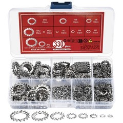 Stainless Steel External Tooth Star Lock Washers Assortment Kit (330 Pcs)