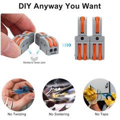 50pcs Lever Wire Connectors 1 in 2 Out Splicing Compact Splitter Terminal Block