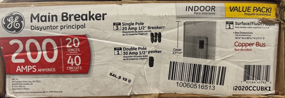 GE 200 A 20/40 Indoor Main Breaker Load Center Value Pack TM2020CCUBK1