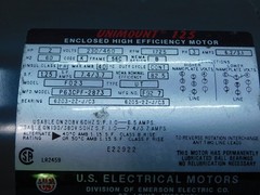 2 HP, 1725 RPM US Motors, Frame 56C, Type UT, 1.25 SF, 230/460 V, E-OK