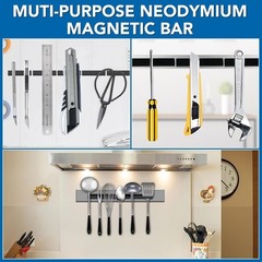 Neodymium Magnets Bar Black 12 Pack Strong Waterproof Heavy Duty Magnetic Strips
