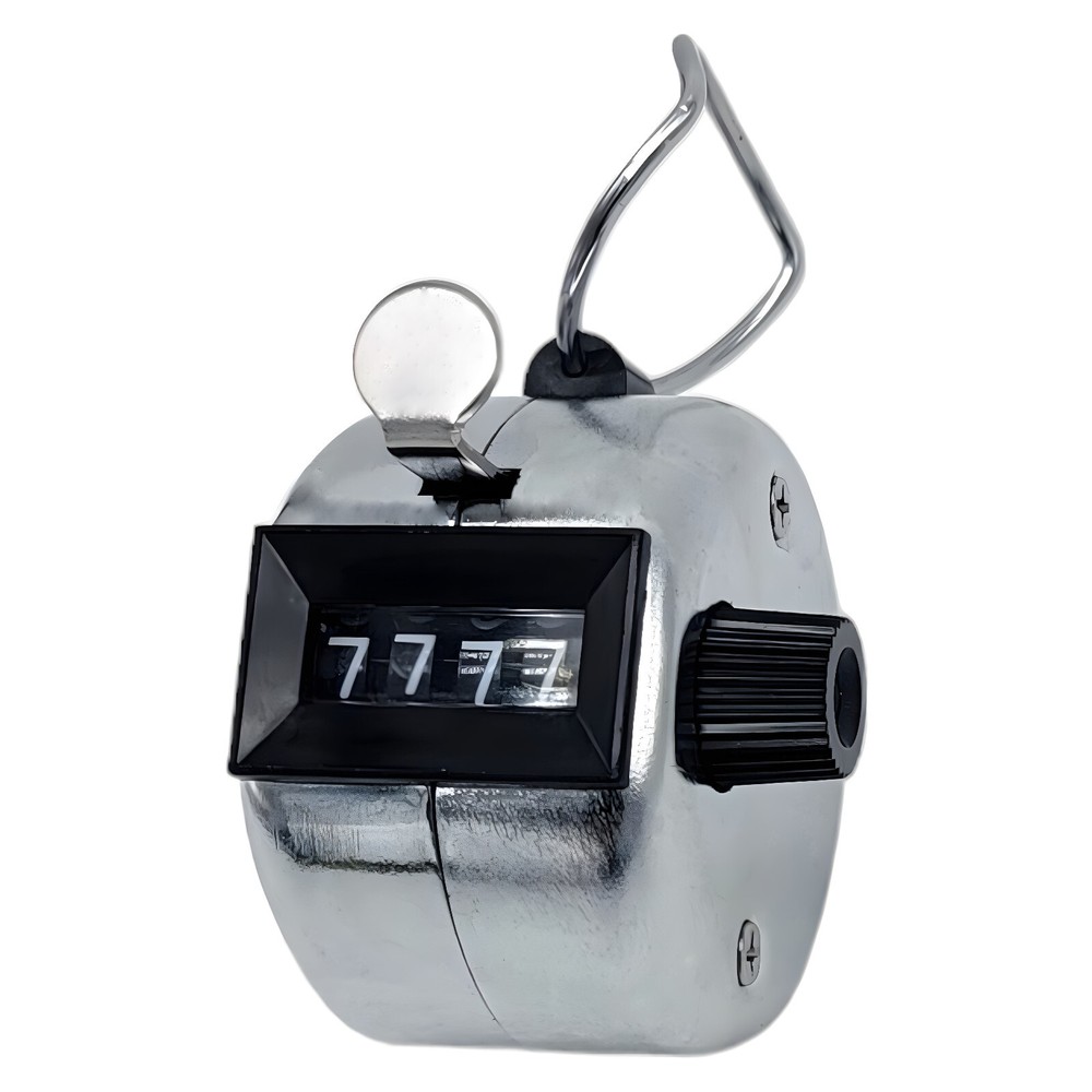 Metal Carnival Counter (4 Digit) Silver Colro Manual Hand Held Thumb Operated