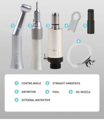 NSK Style Dental Low Speed Handpiece Straight/Contra Angle/Air Motor Kit 2/4Hole