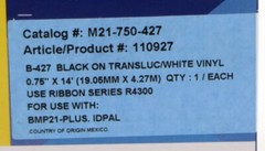 Brady 110927 BMP21 Series Self-Laminating Vinyl Wire Cable Labels M21-750-427