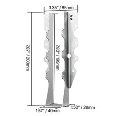 50 Pcs Face-Mount Joist Hanger Inner Size 1.6 x 1.5 x 7.8 in / 40x38x199 mm