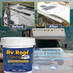 1Gal/133Fl.Oz Liquid Rubber Rv Roof Coating White Waterproof Sealant Camper Roof