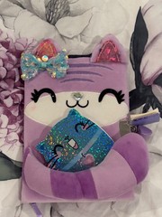 Claire’s sequin sparkle candy cat purple fluffy cat diary journal set*sold out*