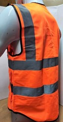 Class II Hi Visibility Reflective Orange Safety Vest with ID POCKET