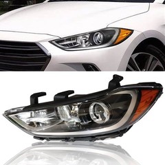 2017-2018 Hyundai Elantra Halogen Headlights Pair Clear Lens Black Housing