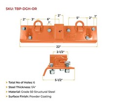 5-1/2″x22″Orange Tractor Bucket Grab Hooks Bolt 2″Hitch Receiver for Deere 1025R