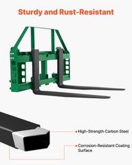 Uimoso Pallet Fork Frame Attachment w/42″ Skid Steer Forks JD Tractors 4000 lbs