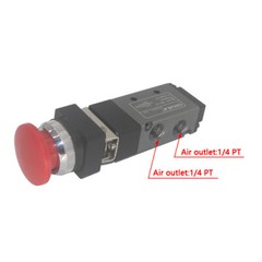 MV-10 Pneumatic Valve 5 Way 2 Position Momentary Mushroom With 6mm Fitting