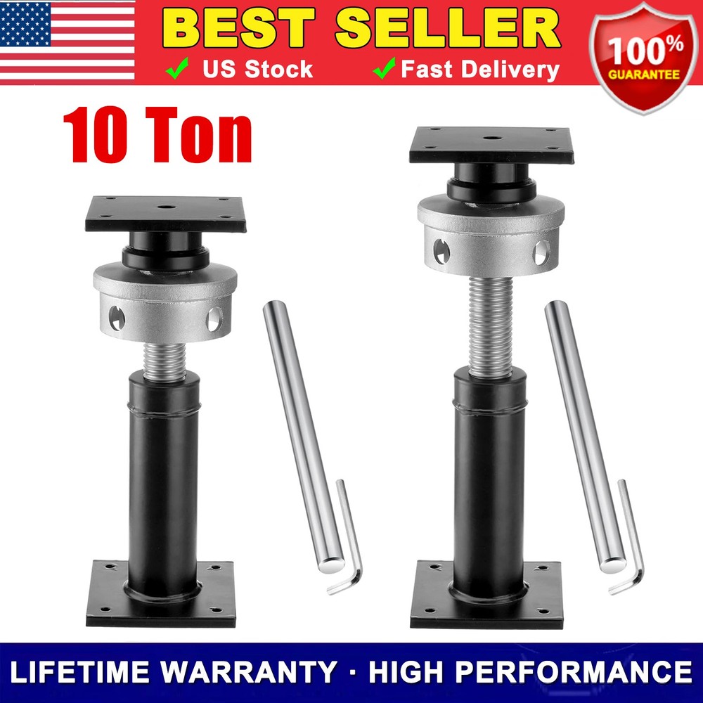 2Pack House Floor Jacks 9.5-15″ Adjustable Screw Jacks 10 Ton For Home Leveling