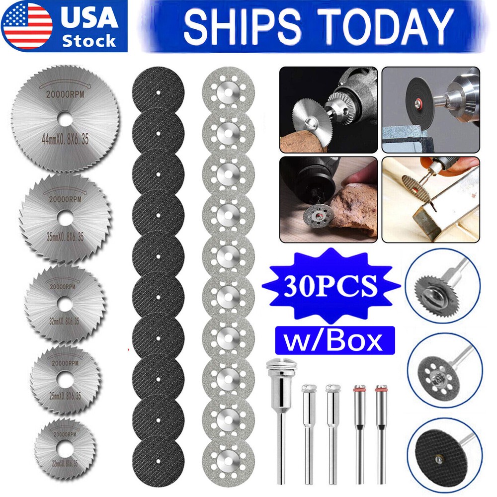 30Pcs Cutting Wheel Set Drill for Dremel Rotary Tool Accessories w/ 1/8″ Mandrel