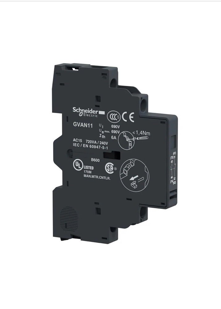 Schneider Electric GVAN11 Side Mounting Auxiliary Contact Block For GV2 Series