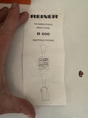 Vintage Reiner/Tannco B600 Numbering Machine Made in Germany
