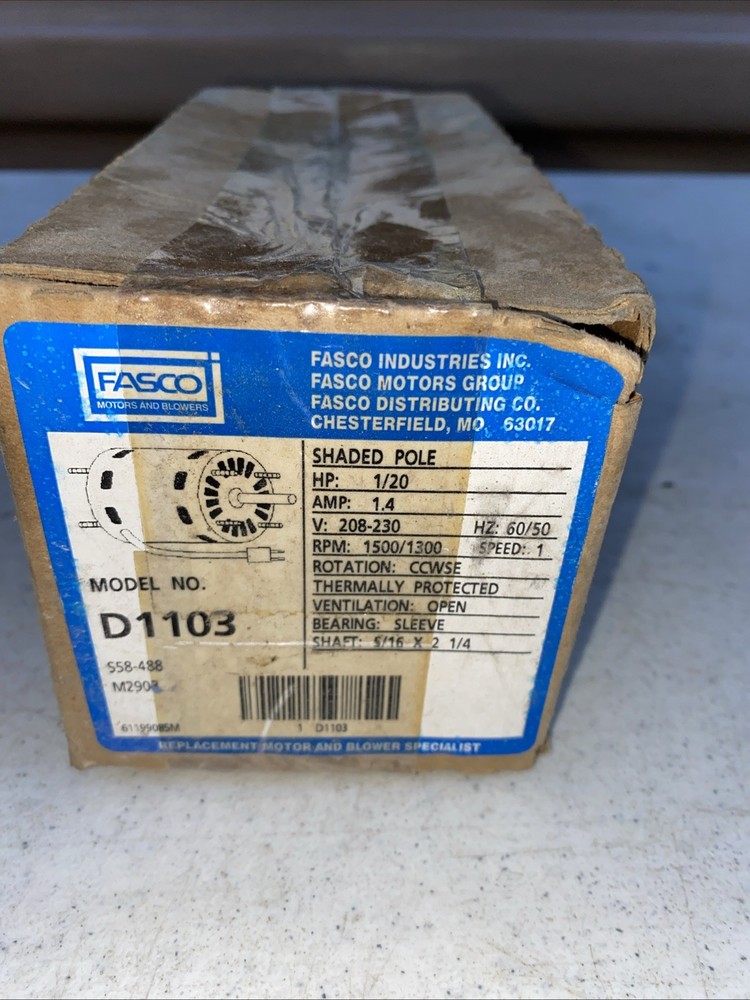 Fasco D1103 1500/1300RPM HVAC Motor