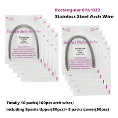 100PCS Orthodontic Arch Wire Stainless Steel Round Rectangular Ovoid Natural