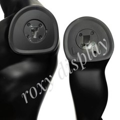 Adult Male Matte Black Plastic Mannequin Torso Egg Head with Base
