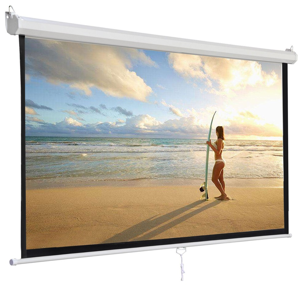 120” Projector Screen Diagonal TV Screen Manual Matte HD Movie Theater 1:1