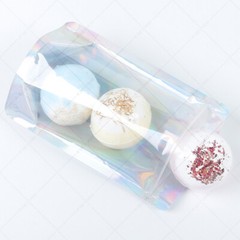 Assorted Size Clear Front Holographic Silver Mylar Stand Up Zip Lock Pouch Bag S
