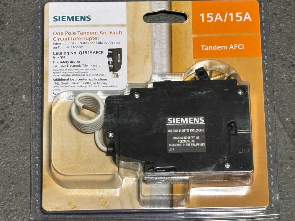 Siemens Type QTA 15 Amp 1-Pole Tandem AFCI Circuit Breaker – Q1515AFCP