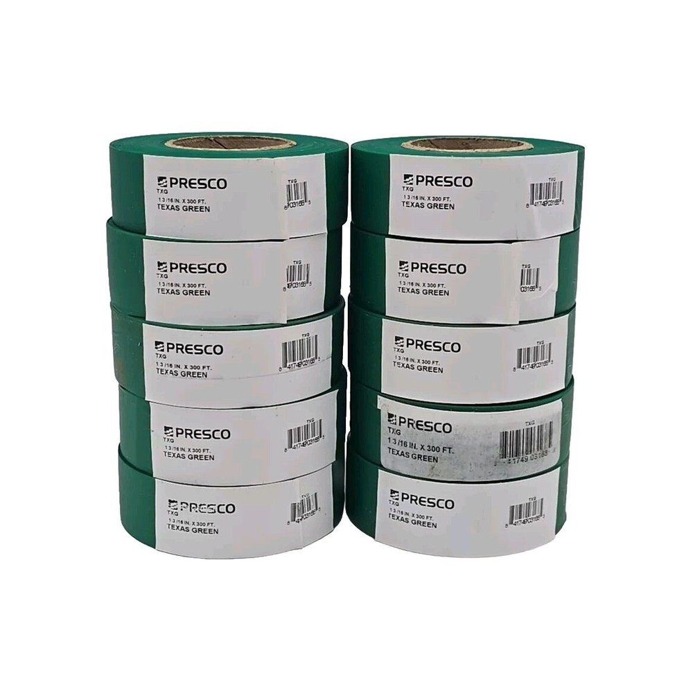 Lot of 10 Presco PresGlo Texas Roll Flagging Tape 3 Mils 1-3/16″ x 300ft Neon
