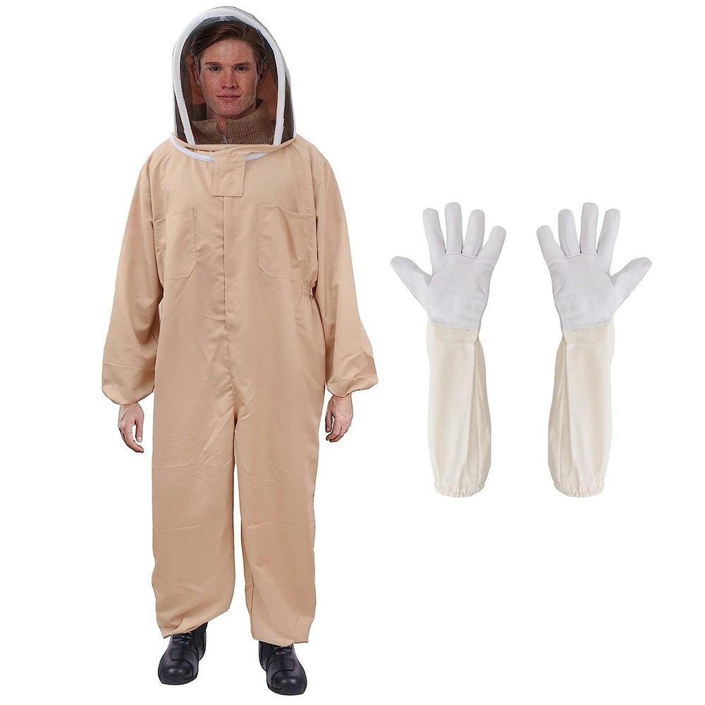 XL Polycotton Bee Suit for Men Women Full Body Sting Proof Beekeeping Suit Glove