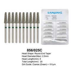 Dental Diamond Bur Round End Taper Ball Friction Grip Super Coarse Grit 850 856
