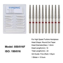 Dental Diamond Bur Round End Taper Diamond Burs Fine FG High Speed 850/016F