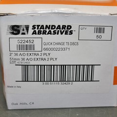 (50) Standard Abrasives 2″ Sanding Discs 522452, 36 Grit, TS Quick Change, AO