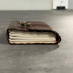 Handmade Leather Journal Brown Rustic Brass Clasp Vintage Pocket Notebook