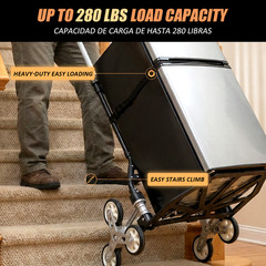 Stair Climbing Cart 280 lbs Heavy-Duty Foldable Dolly with Shopping Bag
