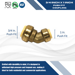 5 Pcs XFITTING Push Fit 3/4 Inch x 1 Inch Push Fit 45 Degree Elbow