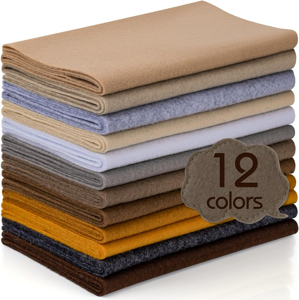 12 Rolls 8″X35″ 1.4Mm Thick Soft Felt Fabric Sheet 12 Assorted Brown Series Colo