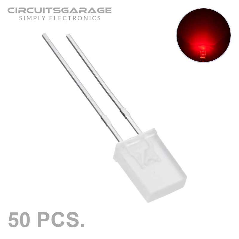 50 X 2x5x7 mm Ultra Bright Water Clear Red Rectangle LED Light Emitting Diode