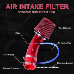 3 Inch Universal Cold Air Intake Pipe Kit High Flow Performance Red